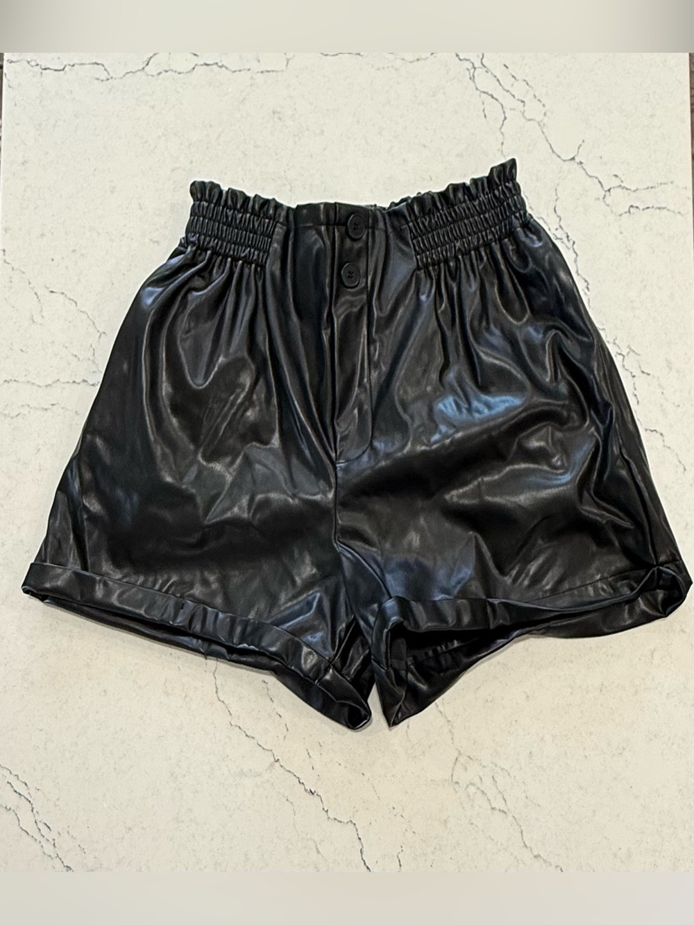 Talulah Paperbag Faux Leather High Rise Elastic Waist Shorts Women's Large